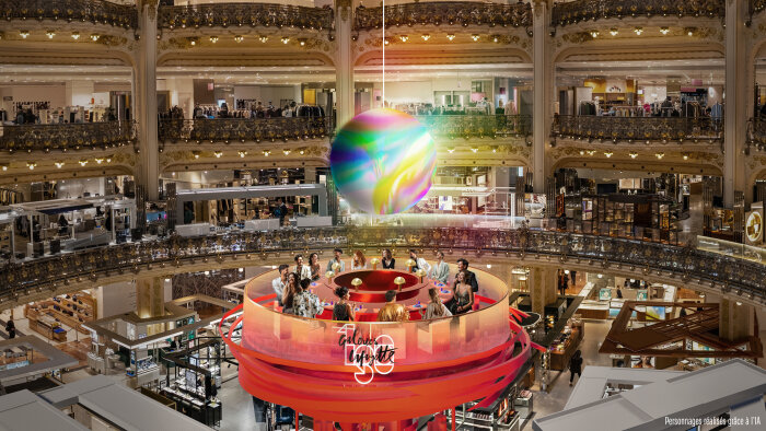 Projection du dispositif 130 ans aux Galeries Lafayette - © Galeries Lafayette - Ubibene